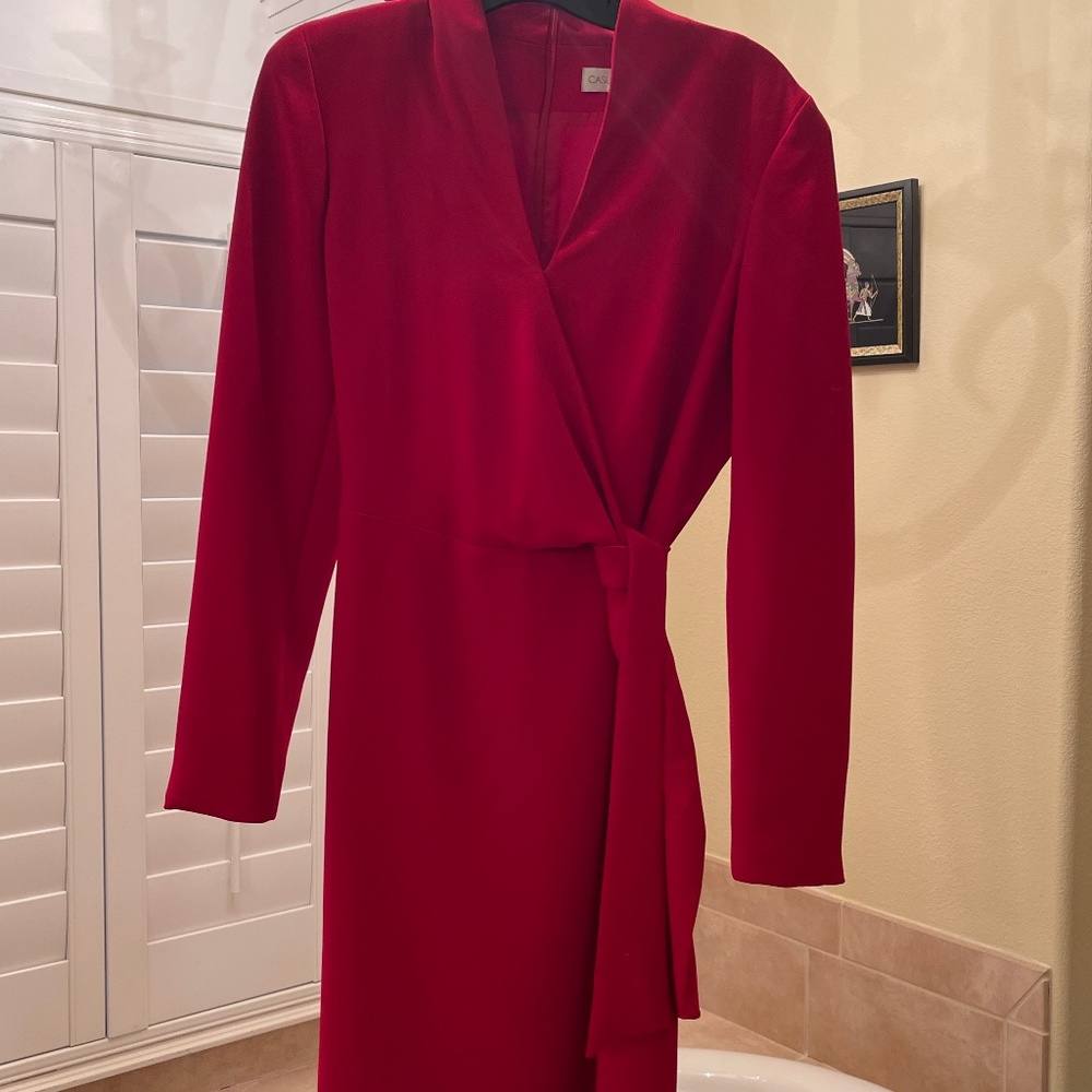 Red dress casual corner brand new never wore size back zipper wrap tie